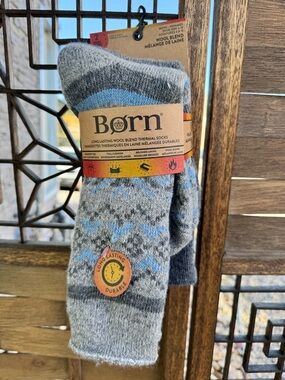 Born Gray and Blue Men’s Wool Blend Thermal Socks